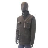 Men's Mid-Length Multi-Pocket Casual Workwear Stand Collar Cotton Parka Jacket