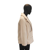 Women's Pearl Skin Double-Breasted Notch Lapel Long-Sleeved Medium-Length Overcoat