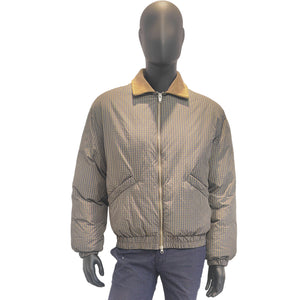 Men's Stand Collar Chequer Cotton Coat Jacket