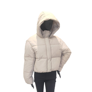 Women's Loose-Fit Slimming Thick Warm Hooded Solid-Color Short Down Cotton Coat