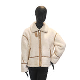 Women's Motorcycle Style Patchwork Fleece Double-Faced Wool Coat