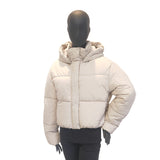 Women's Loose-Fit Slimming Thick Warm Hooded Solid-Color Short Down Cotton Coat