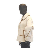 Women's Motorcycle Style Patchwork Fleece Double-Faced Wool Coat