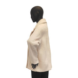 Women's Pearl Skin Double-Breasted Notch Lapel Long-Sleeved Medium-Length Overcoat