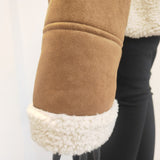 Women's Long-Sleeve Patchwork Loop Stand Collar Zipper Coat
