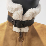 Women's Long-Sleeve Patchwork Loop Stand Collar Zipper Coat