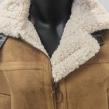 Women's Long-Sleeve Patchwork Loop Stand Collar Zipper Coat