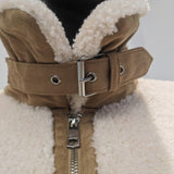 Women's Motorcycle Style Patchwork Fleece Double-Faced Wool Coat