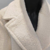 Women's Pearl Skin Double-Breasted Notch Lapel Long-Sleeved Medium-Length Overcoat